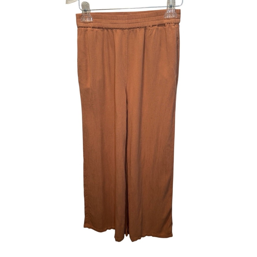 Volcom Womens Beige Wide Leg Textured Elastic Waist Wide Leg Loose Pants Small